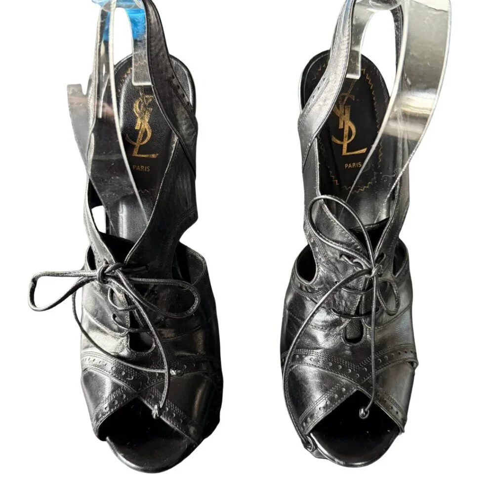 Yves Saint Laurent Calfskin Tribute Tripon 105 Platform Heels Womens Sz 40 EU